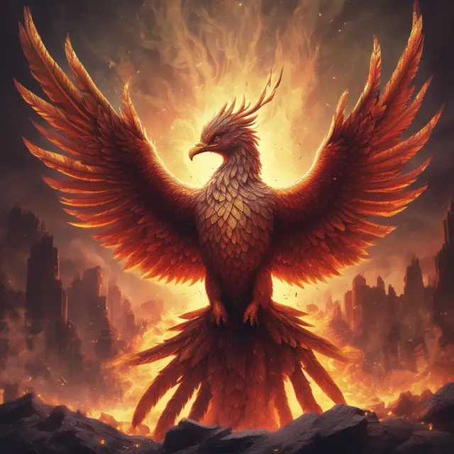 An image of a majestic phoenix emerging from flames against the backdrop of financial charts, emphasizing the growth potential and transformation brought by follow-on offerings.
