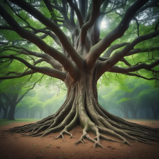 An ancient tree symbolizes a company