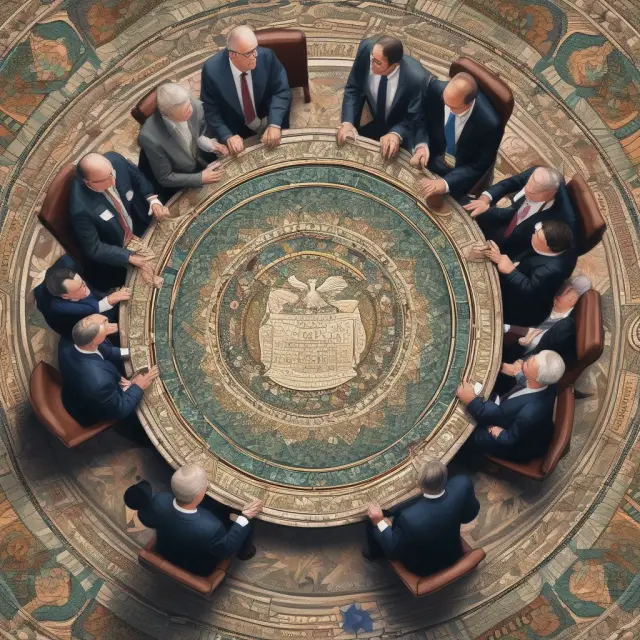 Image: Fed members collaborating on OMOs, shaping interest rates through the manipulation of securities.