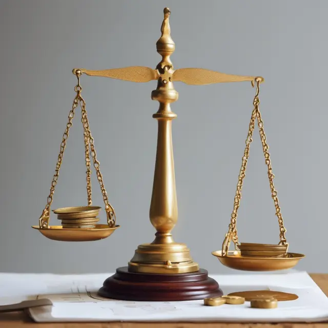 An image of a scale with gold coins on one side and legal contracts on the other, representing an FSBO sale