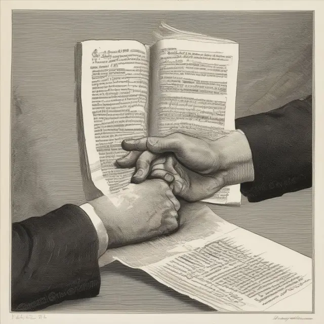 An earthquake splitting a contract in half between two intertwined hands, illustrating the application of the force majeure principle