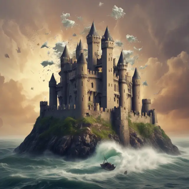 A powerful wave representing COVID-19 engulfs a castle symbolizing contractual obligations, emphasizing the challenge of adapting to external forces