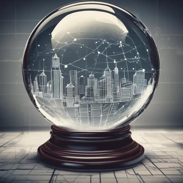 Businesses utilizing crystal balls and graphs for forecasting trends