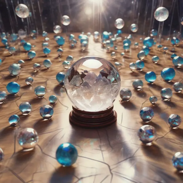 Oracle figures holding crystal balls, revealing market trends and forecasts for financial professionals