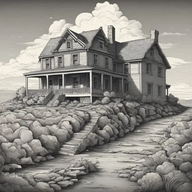 A house perched precariously atop a financial cliff during pre-foreclosure