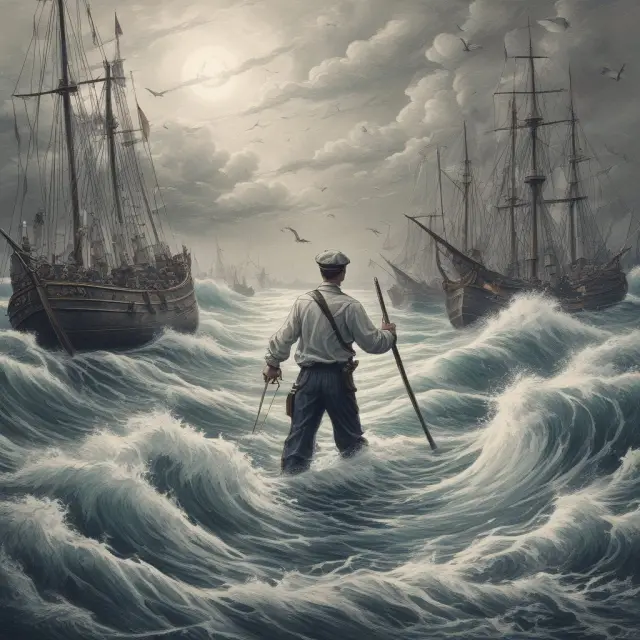 An expert holding a map, helping a sailor navigate the intricate waters of international taxation