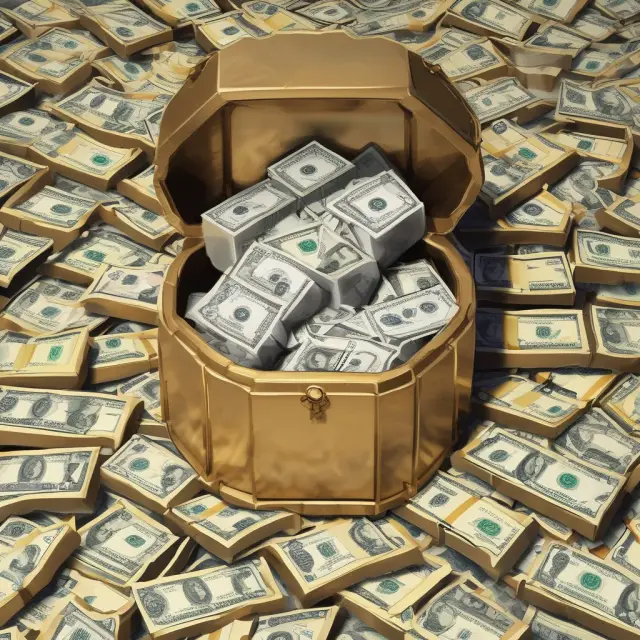 Golden vault filled with various currency notes and gold bars representing international foreign exchange reserves