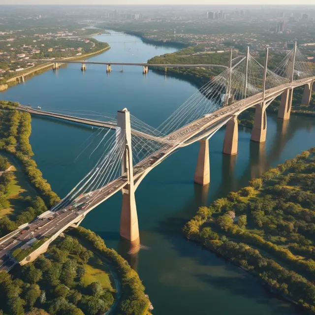 Multinational corporations forming a bridge between countries, representing economic growth through foreign investment