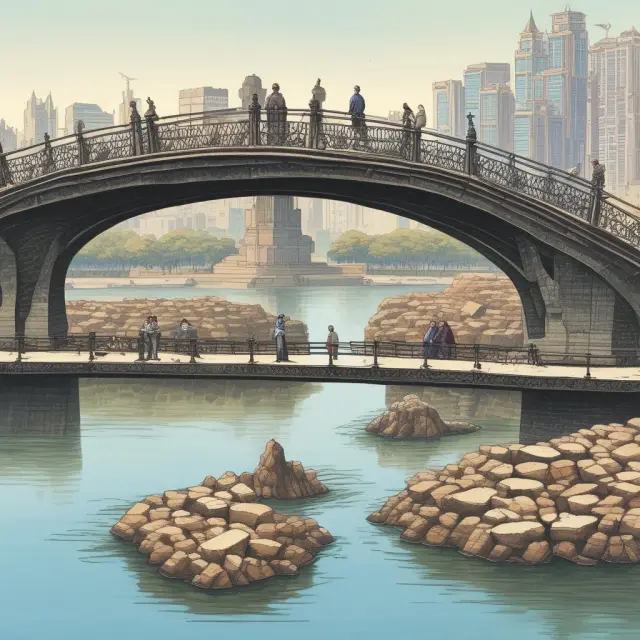 An investor casts stones into a river signifying FPI