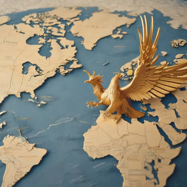 Golden Phoenix soaring over a world map, symbolizing Foreign Portfolio Investment