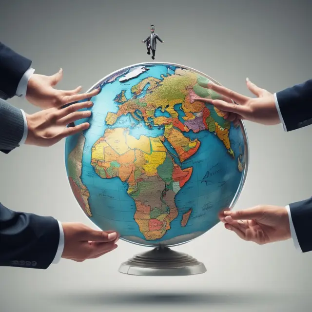 An investor holding a globe extends their hands towards diverse foreign portfolio investment opportunities