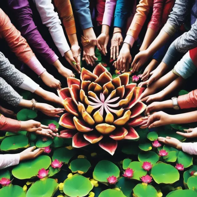Foreign portfolio investors contributing to the growth of India symbolized by a blooming lotus
