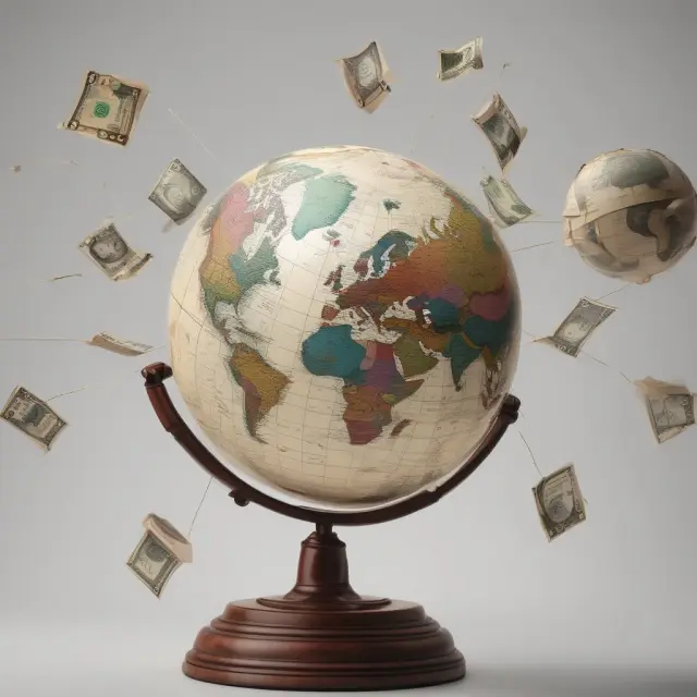 Two currencies (EUR & USD) intertwining on a globe, symbolizing currency pair relationships and market dynamics