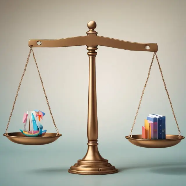 A balance scale with Forfaiting, Factoring, Insurance, and Bank Credit elements to represent various financing options for exporters