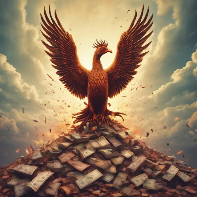 Phoenix reborn from forfeited shares, illustrating corporate redemption