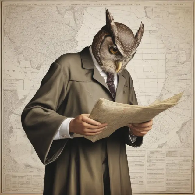An institutional investor contemplates tax savings using a map and seeks advice from a wise owl about filing Form 1045.