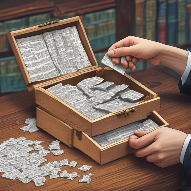 A justice hand opening a puzzle box labeled Form 1065, releasing documents representing partnership filings for domestic and foreign businesses.