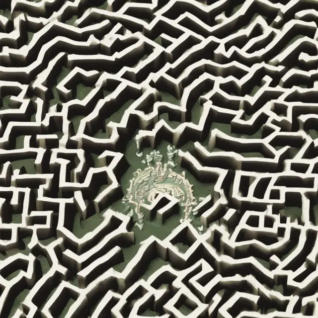 An intricate maze with Forms 1095-A, B, and C at its core, surrounded by books, resources, and a tax filing compass