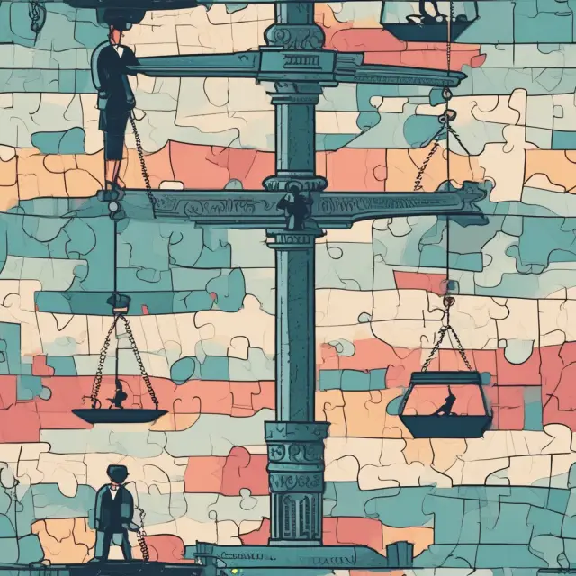 Scales represent brokerages balancing securities; barter exchange pieces form a jigsaw, symbolizing various transactions requiring Form 1099-B reports
