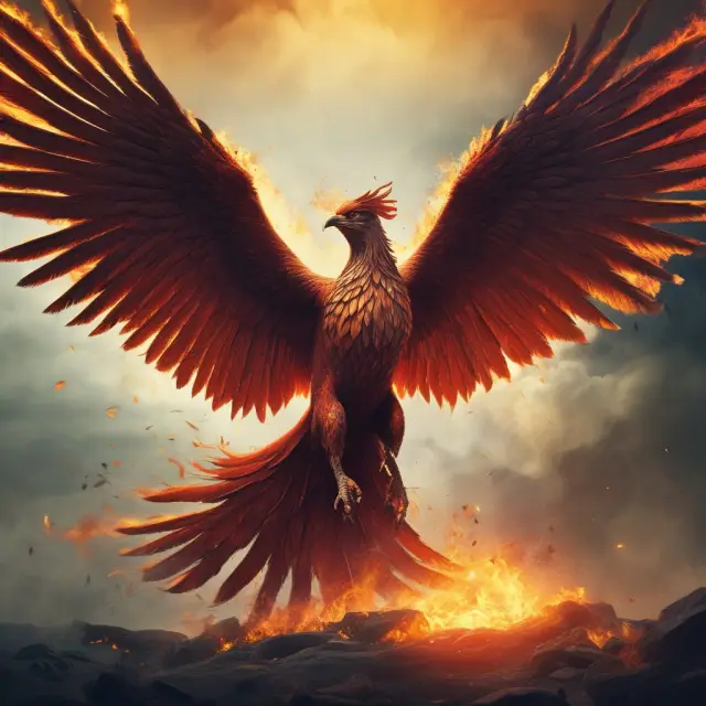 Image of a Phoenix rising from ashes with Form 1310 and documents in foreground