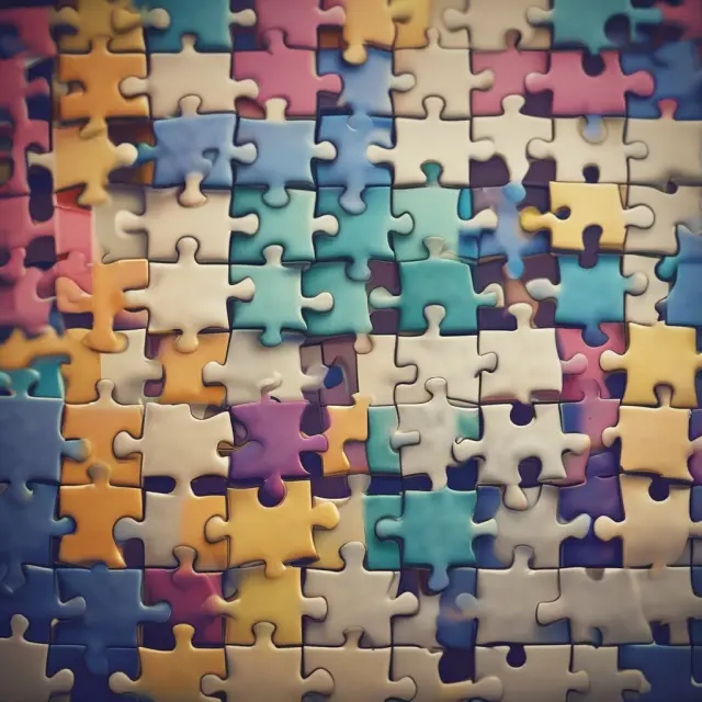 A jigsaw puzzle represents institutional investment portfolios. Missing pieces symbolize the incomplete information revealed by Form 13F filings.