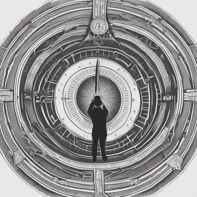 An employee using a compass to navigate through complex tax laws, with the stars of Form 2106-EZ and TCJA shining overhead