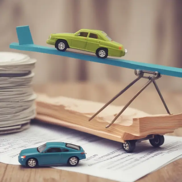 Seesaw with scales representing the standard mileage rate and actual expenses for calculating vehicle deductions on Form 2106