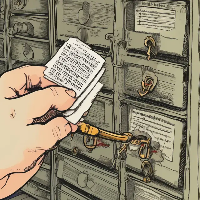An IRS librarian holding a golden key, ready to reveal tax return copies from ancient records