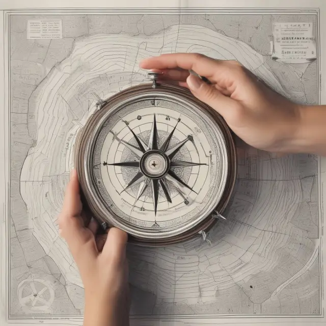 Taxpayer navigating IRS maze with Form 4506 and compass for filing procedures, fees, and alternative forms: 4506-T and 4506-T-EZ