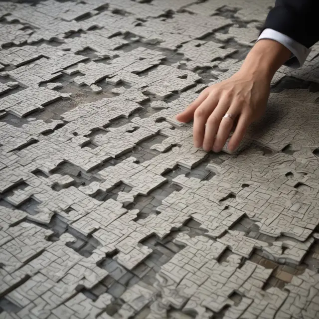 A taxpayer sitting at a table with a jigsaw puzzle, finding pieces fitting within the outline of federal disaster zones