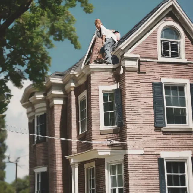 An image of a person balancing on a rope, with one hand holding a house model and the other, a calculator, symbolizing the homeowner
