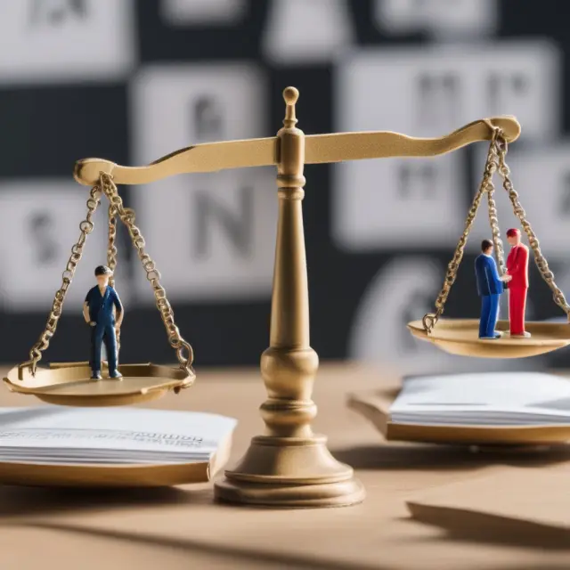 A pair of scales held by an impartial figure, symbolizing taxation balance; the AMT is shown as a parallel scale ensuring fairness.
