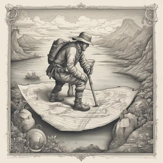 Explorer studying Form 6251 treasure map, signifying tax compliance with AMT system