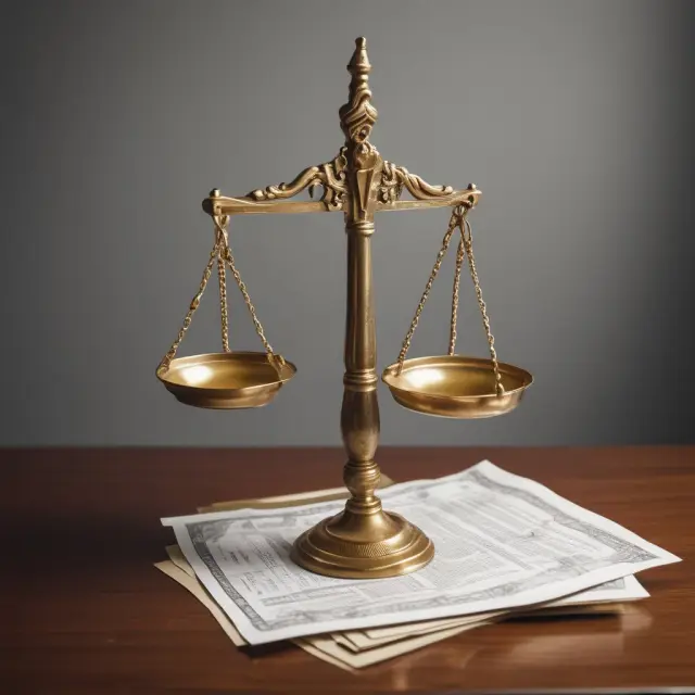 Individual weighs stock certificates and real estate deeds on a golden scale, representing those required to file Form 6252 for installment sales.