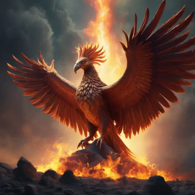 Phoenix emerging from flames, representing taxpayer