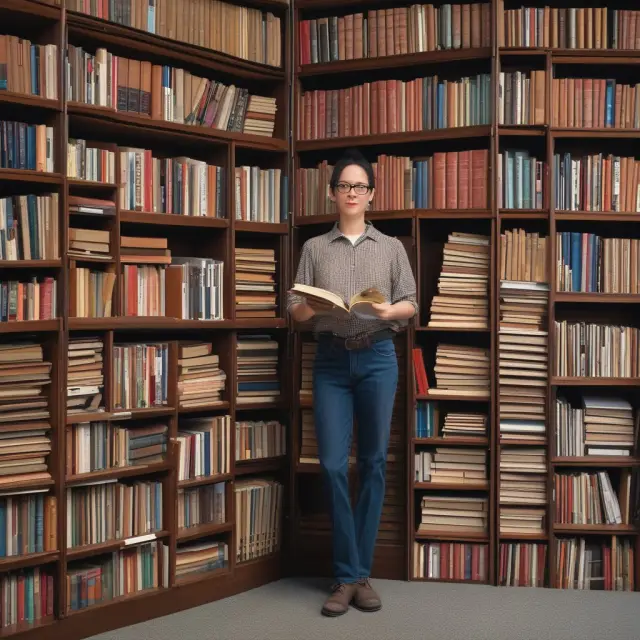 Librarian organizes donated books with Form 8283 nearby, representing non-cash charitable contributions and IRS documentation