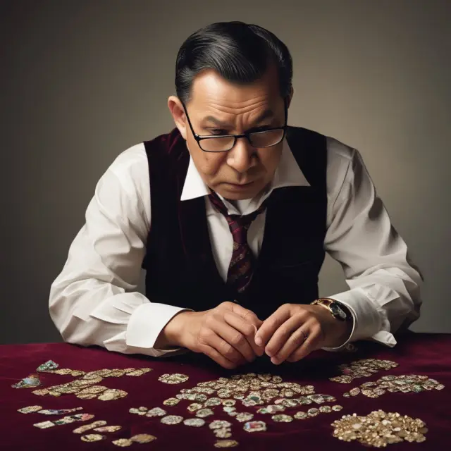 An artisan meticulously appraising jewels and gems on a velvet cloth, emphasizing the importance of accurate reporting for Form 8283 to maximize potential tax savings.