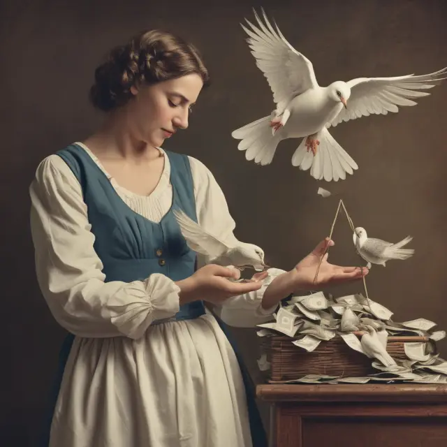 Injured spouse releasing a dove with their refund portion, symbolizing reclaiming financial relief through Form 8379