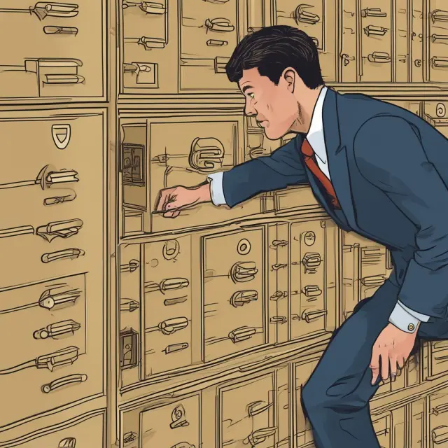 Person holding Mortgage Credit Certificate (MCC) before an open filing cabinet symbolizing tax forms, reducing taxable income with a golden key