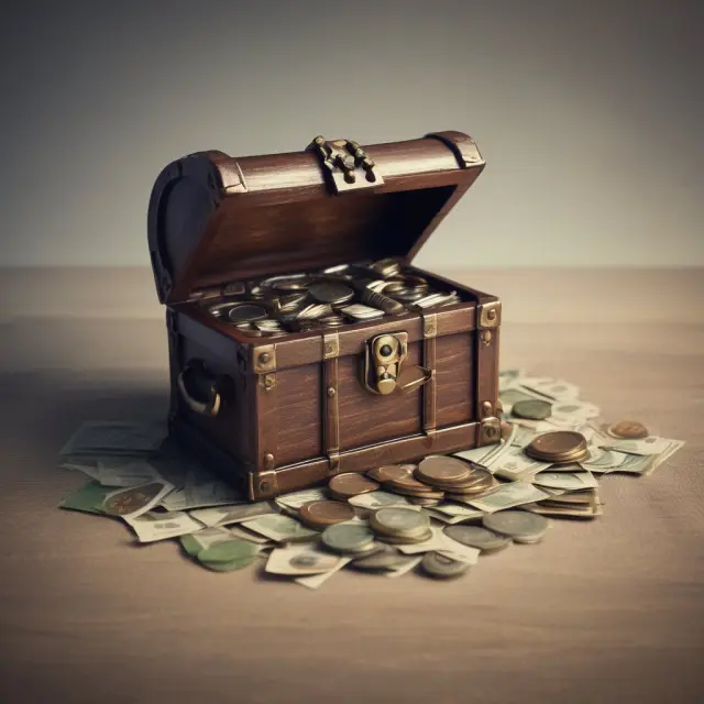 Traditional IRA represented by a vault, Roth IRA symbolized by a treasure chest, with Form 8606 as the key unlocking taxable wealth for conversion
