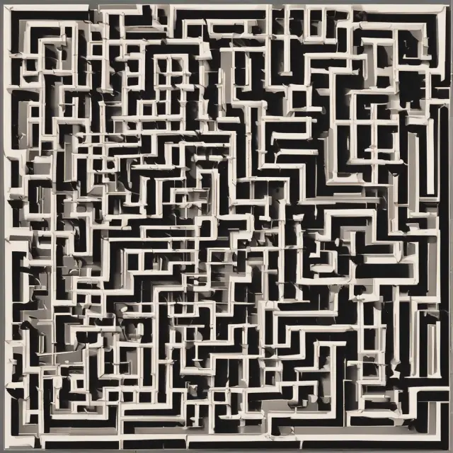 An intricate maze symbolizing tax filing complexities, with a key representing Form 1040-X to help users overcome common errors