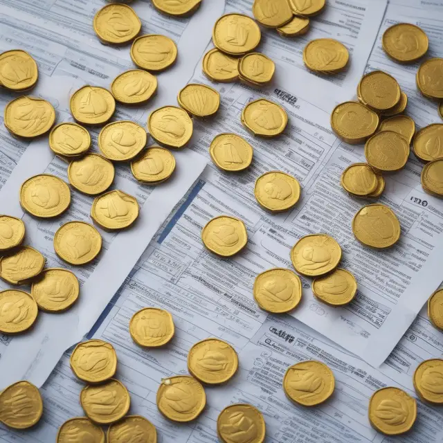 Golden coins representing Form 1099-Q gross distributions atop a pile of tax documents