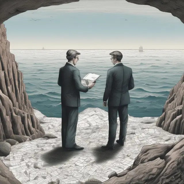 A broker and dealer submitting Form ADV on a paper boat in the middle of a calm regulatory sea