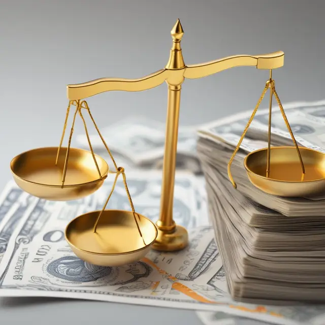 Golden scales balanced with currency symbols and regulatory documents symbolize FEC