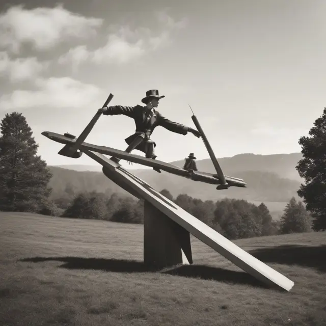 See-saw with forward contracts on one side and counterparty risks on the other, symbolizing their interdependence