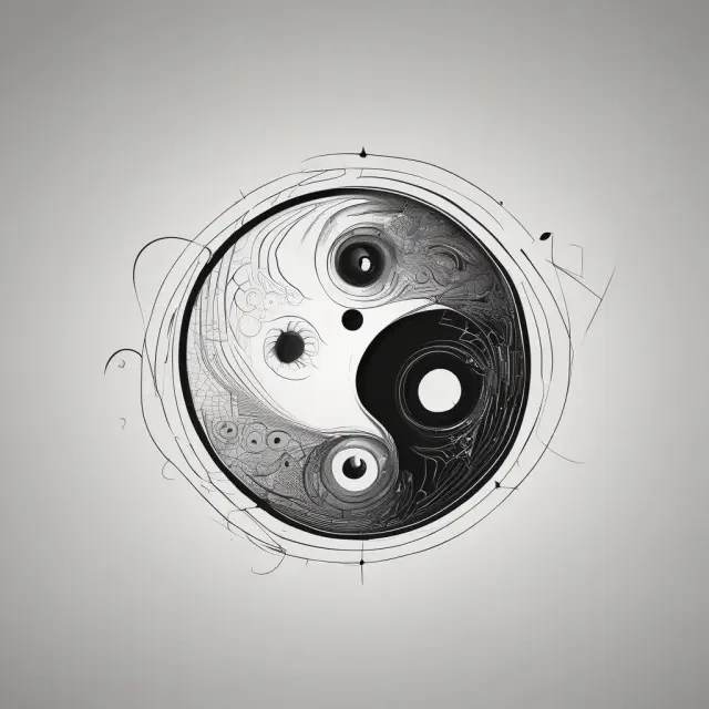 Two scales representing forward and trailing P/E ratios in the shape of Yin-Yang, symbolizing a balanced assessment of a company