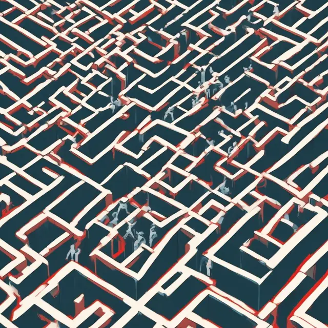 Image illustrates traders in a maze made up of bid and offer quotes, with pillars symbolizing firm bid prices and paths representing flexible offer prices