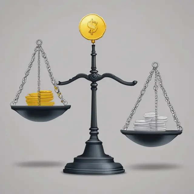Golden coins illustrating forwards; silver coins symbolizing swaps; scale with forward points as weights