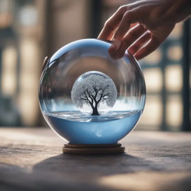 A crystal ball with intertwining interest rate and expectation arrows, illustrating their impact on forward points.