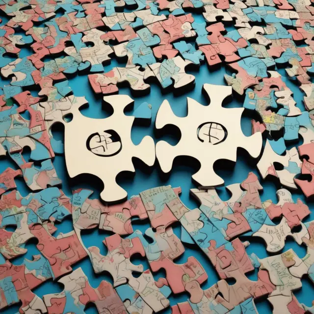 Visual representation of FAQ section on forward points and discount spreads, featuring currency symbols as puzzle pieces that form a complete image when understood.